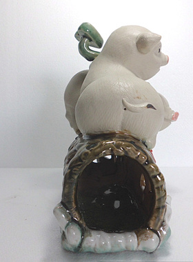 如意生肖猪石湾公仔送礼工艺品