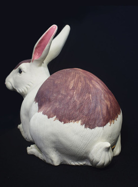 生肖兔大号可爱白兔 陶瓷摆件石湾公仔家居饰品 动物桌面摆设兔子