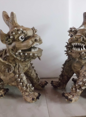 陶瓷石湾公仔麒麟仿古风工艺品