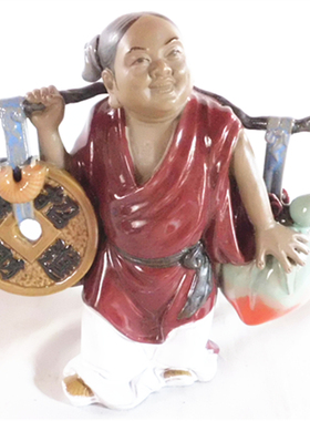 石湾公仔人物招财进宝陶瓷工艺品