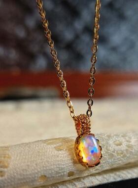 复古日系轻奢女项链欧泊