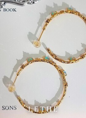 轻奢欧泊金枝耳钉女大气