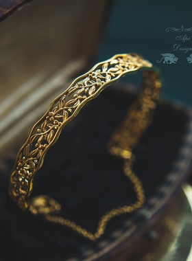 红豆杉手镯女柳白金色复古