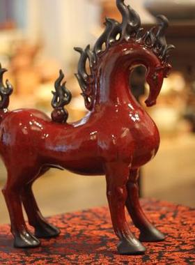 《烈火神驹》觉土窑张昶林 红马鸿运当头 家居饰品陶瓷摆件送礼品