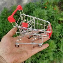 Small Number of Stainless Steel Mini Shopping Cart Creative Supermarket Small Trolleys Children Over Home Blue Metal Toys