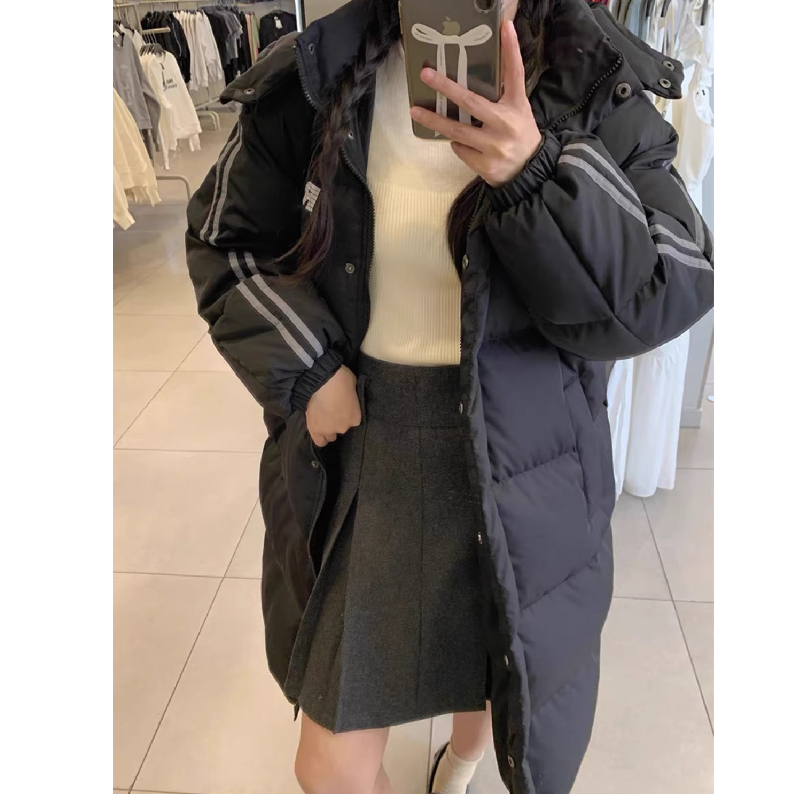 C8865#中长款棉衣棉服女冬季新款过膝学生宽松大码加厚棉袄外套 - 图0
