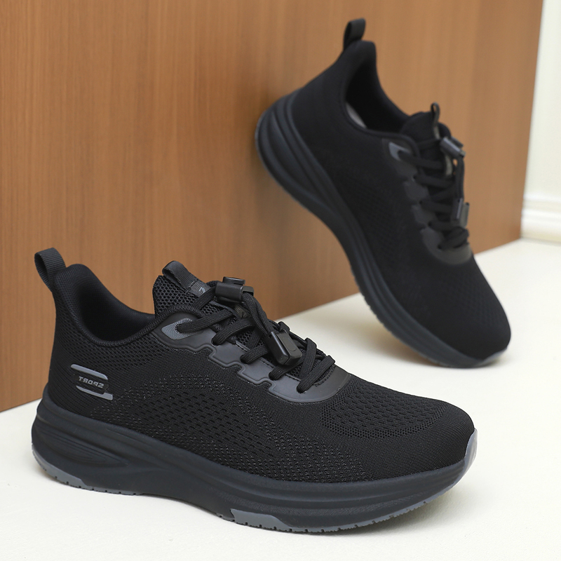 春秋季透气飞织男鞋中老年人健步鞋防滑软底舒适爸爸鞋运动休闲鞋 - 图0