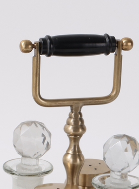 欧美古典轻奢纯黄铜玻璃佐料罐会所别墅样板房个性精致调料罐摆件