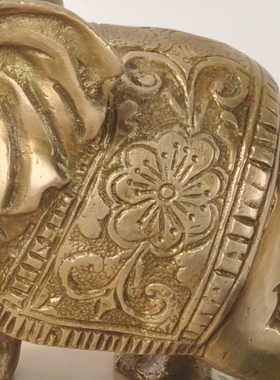 乔迁新居礼品新房高档纯黄铜复古招财大象装饰摆件印度进口工艺品