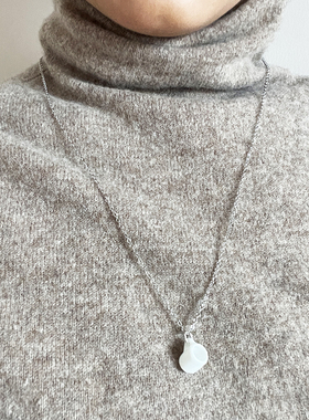 可爱陶瓷吊坠925银项链原创自制