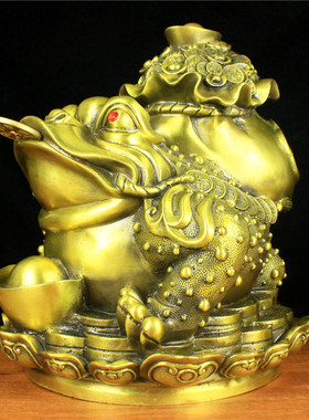 纯铜金蟾摆件黄金袋蟾蜍王财源滚滚金蝉桌面家居饰品装饰开业礼品