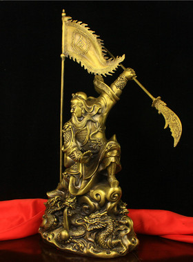 纯铜关公旗开得胜关公武财神令旗关公摆件客厅玄关办公室开业礼品