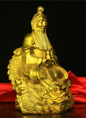 纯铜陆压道君摆件像铜器人物雕塑陆压真人创始元灵陆压道人摆件