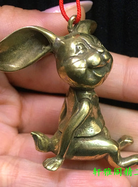 手工黄铜兔子实心钥匙兔子挂件防丢牌创意金属汽车钥匙扣挂件