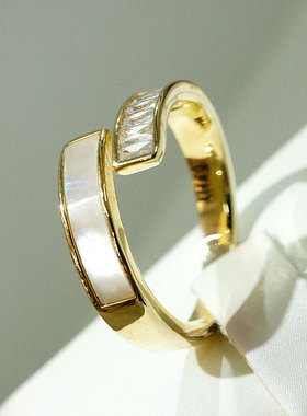 韩国时尚潮流调节贝壳戒指女