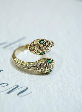 大气蛇头日韩风可调节开口戒指