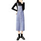 Fat mm age-reducing denim suspender dress 2023 new plus size loose and versatile breasted suspender long skirt trendy skirt