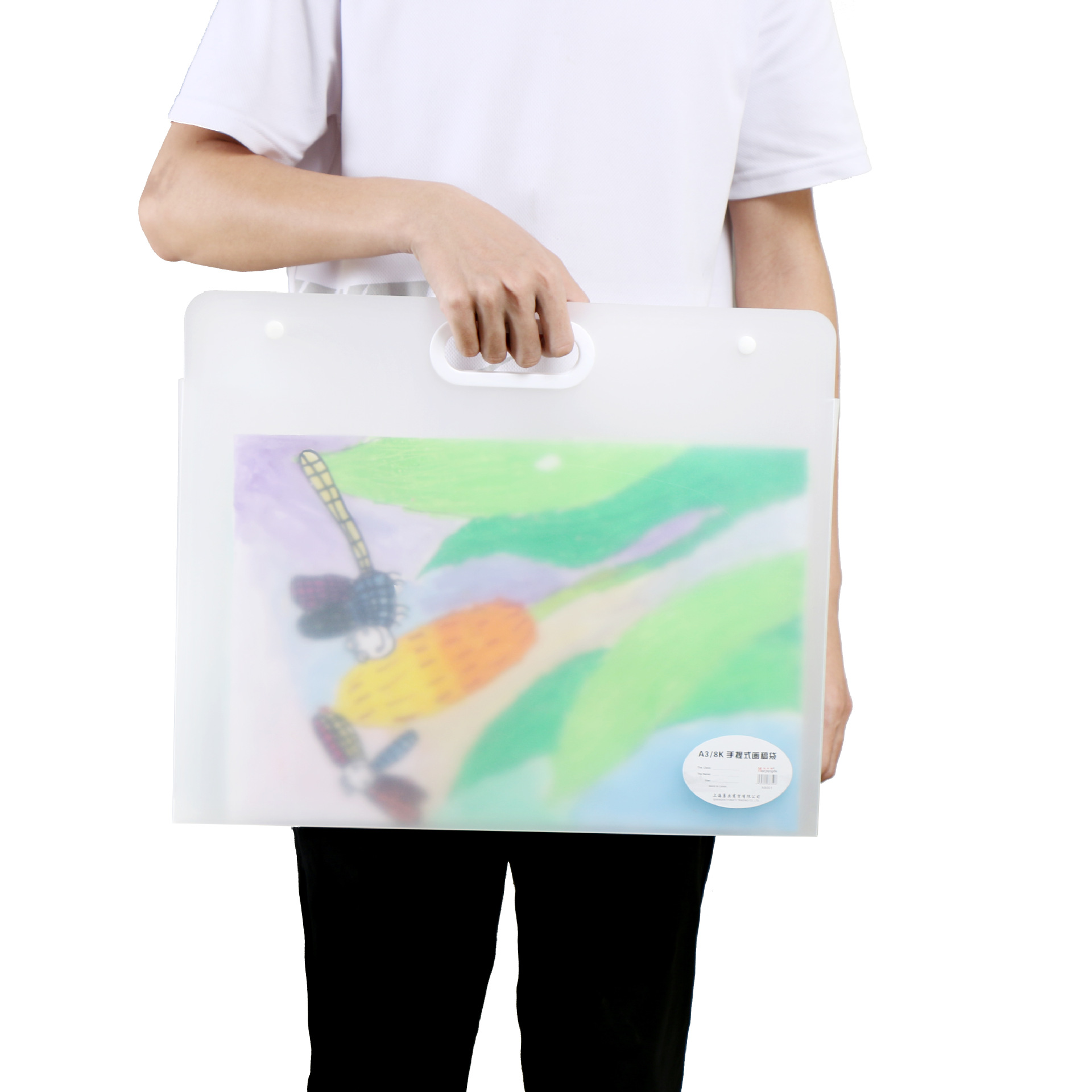 4K加厚手提画稿收纳袋8K儿童美术作品集收藏夹A3学生绘画纸收集册-图3