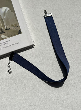 星光璀璨～复古丝绒藏蓝色choker短款锁骨链轻奢高级感朋克风项圈