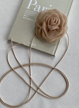 新中式纱花朵Choker项链国风腰带