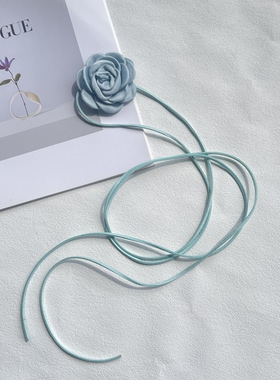 新中式水墨蓝山茶花纯欲项圈颈花手腕花氛围感项链腰绳拍照绑带