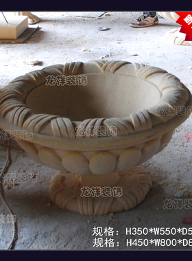 砂岩欧式别墅门庭花钵户外立柱花盆园林景观雕塑摆件房地产景观盆