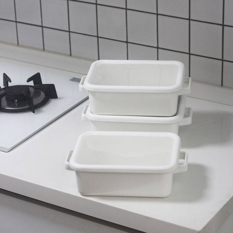 Rectangular Noda enamel Japanese-style crisper meal prep box
