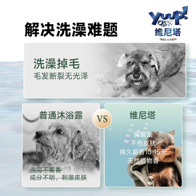 意大利yuup维尼塔优瀑猫狗沐浴露香波护毛素浴液温和去屑持久留香 - 图0