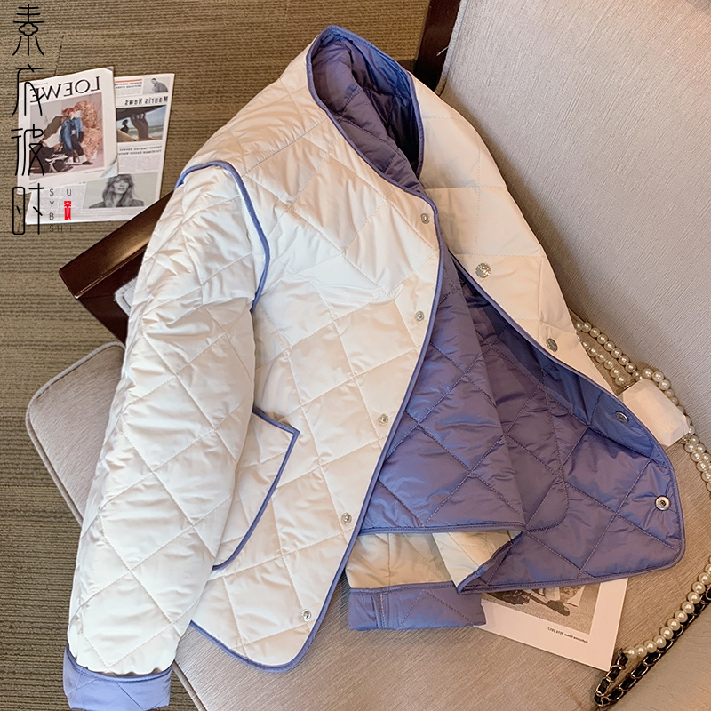 素衣彼时3244秋冬女士双面穿菱格棉衣外套纸样慵懒港风棉服纸样板 - 图2