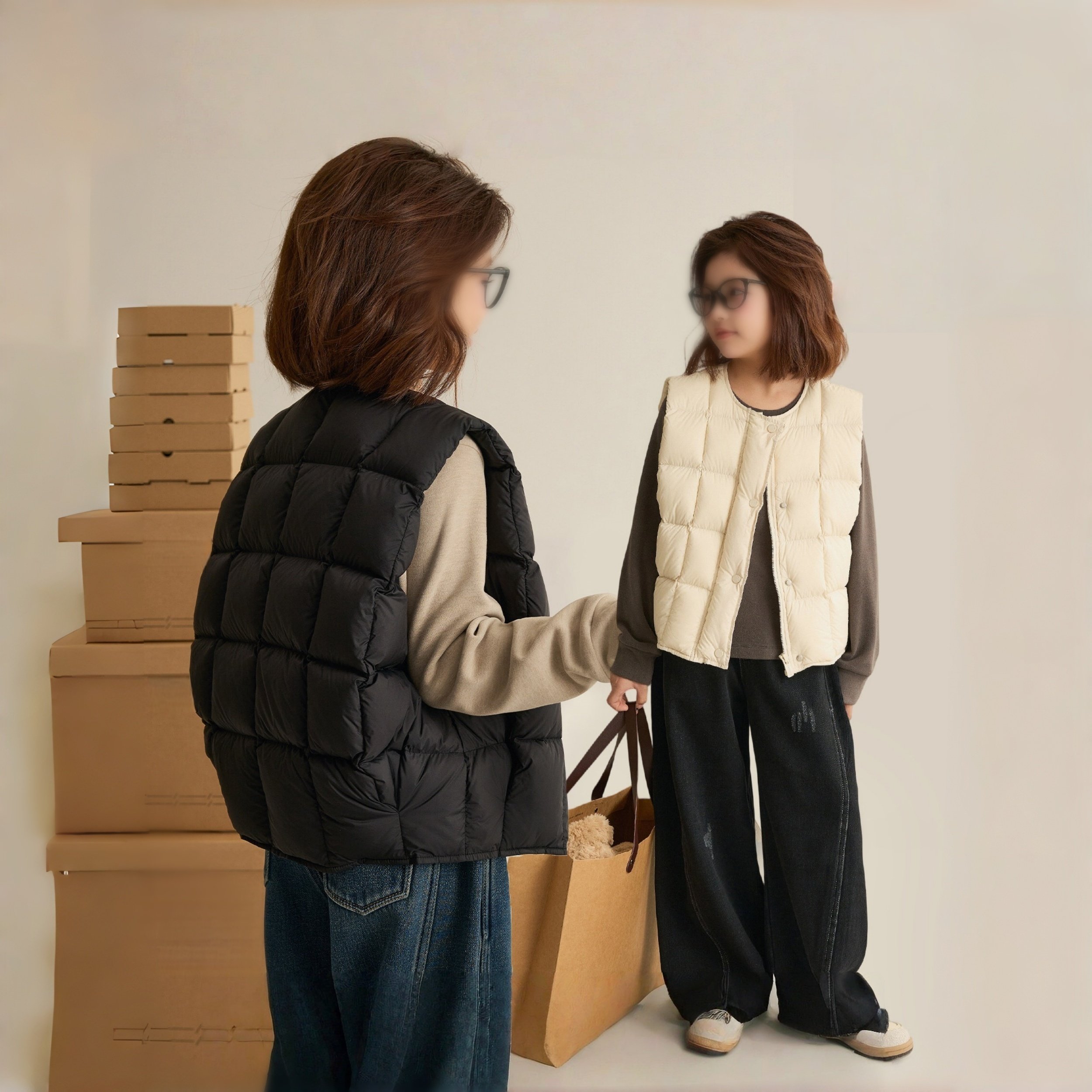 素衣彼时3730秋冬亲子羽绒马甲纸样休闲无领轻薄保暖亲子马甲样板,淘宝优惠券,粉丝福利购,淘宝优惠卷