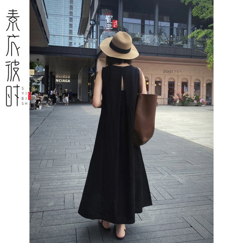 素衣彼时2609夏季女士赫本风连衣裙服装纸样法式无袖长裙裁剪样板 - 图2