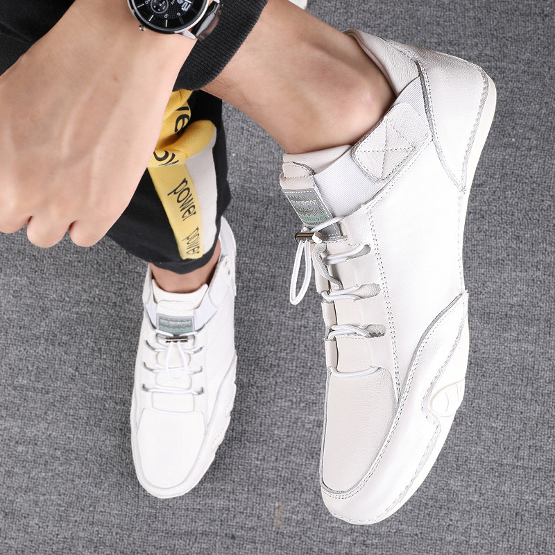 秋季英伦品牌男鞋韩版潮流百搭休闲皮鞋男士软面豆豆懒人小白潮鞋,淘宝优惠券,粉丝福利购,淘宝优惠卷