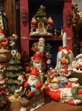 美国圣诞老人陶瓷烛台孤品挂件