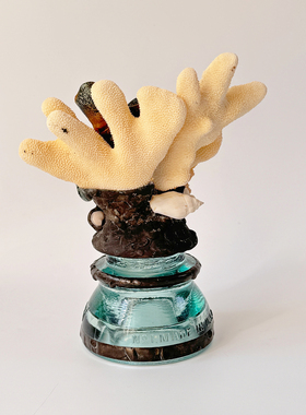 厚重 Vintage美国古董海洋装饰摆件玻璃铁艺海龟珊瑚复古礼物J