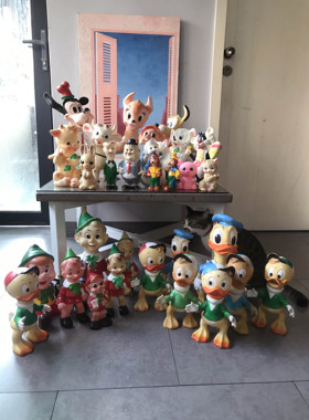 古董胶皮玩具60年代意大利产迪士尼比诺曹高飞唐老鸭小鹿斑比