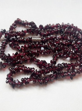 天然石榴石手链 石榴石不定型珠子手链 不定型石榴石多圈手链