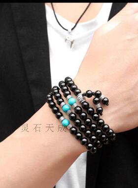天然黑玛瑙多圈男女款佛珠手链