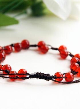 天然红玛瑙水晶饰品手链送女友