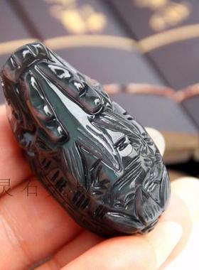 天然黑曜石龙龟吊坠 黑曜石灵龟吊坠 黑曜石长寿万年龟吊坠