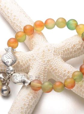 天然水晶孔雀玛瑙亲嘴鱼时尚饰品