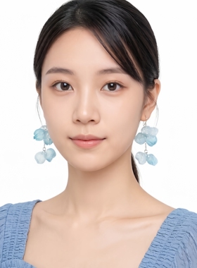 日系首饰系列欧根纱可爱超仙小众泡泡花海雾铃兰A款耳钉耳夹