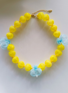 日系首饰系列欧根纱手作泡泡花项链可爱超仙小清新花语颈链