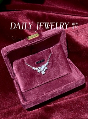 人工培育彩宝石锁骨链吊坠项链S925纯银精工银贵气小众轻奢原创