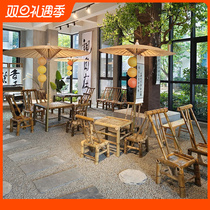Mushroom Small Artisan Internet Red Tea House Bamboo Table And Chairs Meditation Retro Style Outdoor Bamboo Table Old Fashioned Hand Woven Bamboo Chairs
