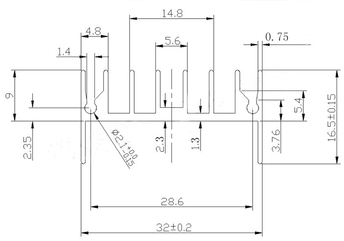 功放扁桥散热器TO-3P TO-247整流桥散热片 32*17*30带针间距28mm - 图0