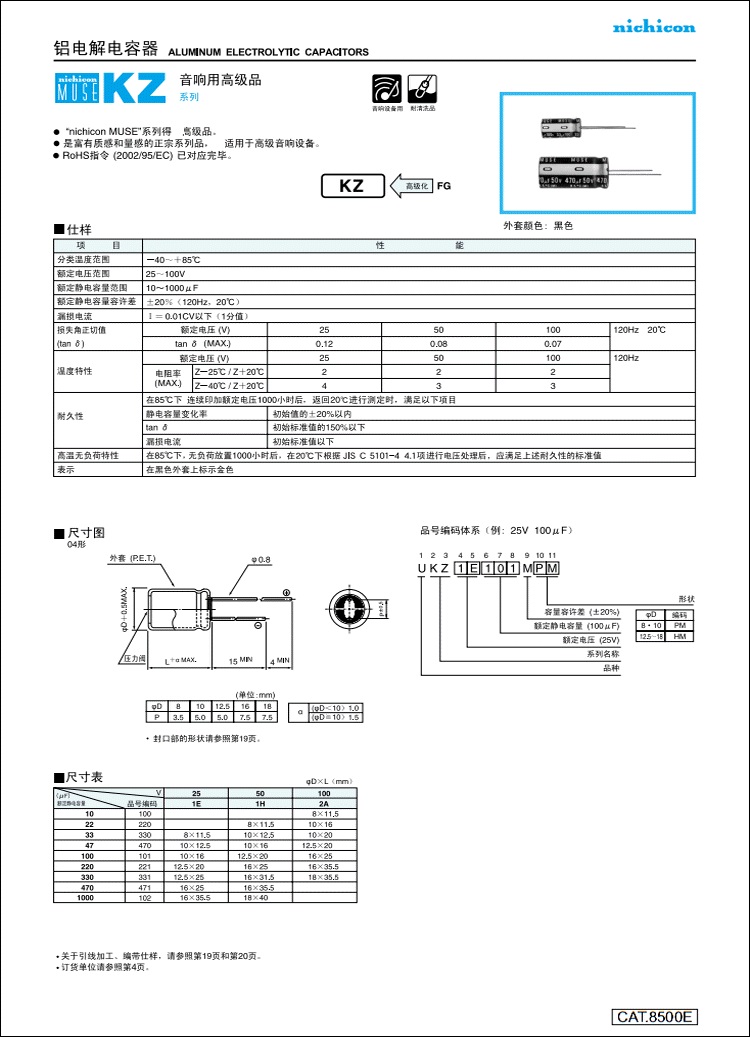 220uF 100v KZ MUSE尼吉康Nichicon日本原装发烧音频电解电容 - 图0