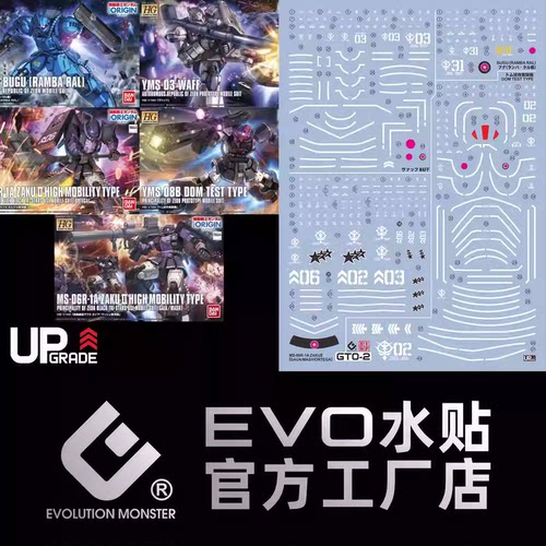 包邮 EVO HG GTO 高达起源 扎古 大魔 THE ORIGIN 高清 荧光 水贴 - 图2