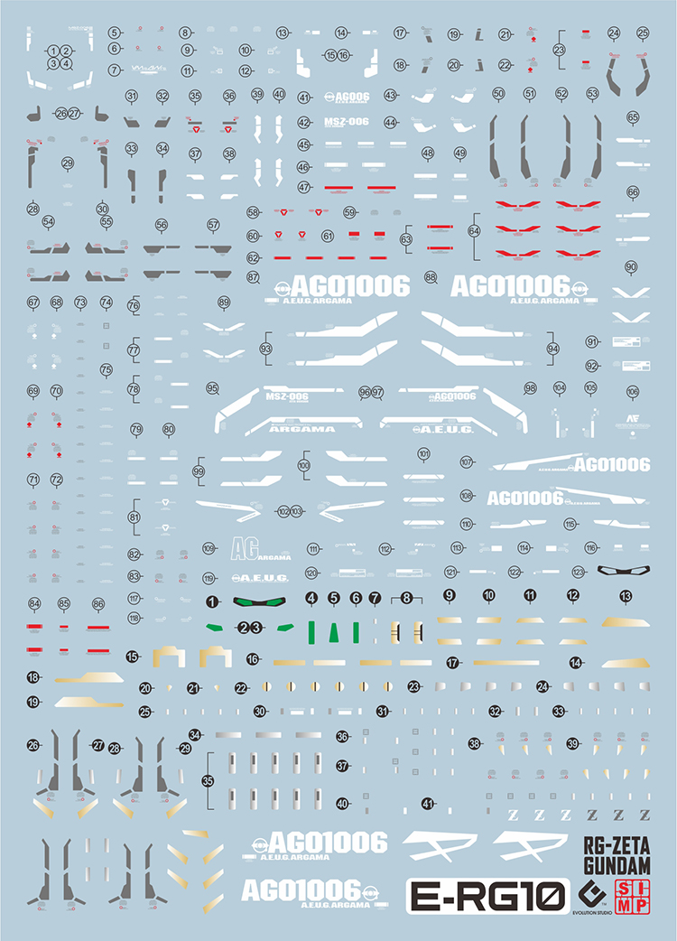 包邮 EVO RG 10可用于万代 RG Z高达 ZETA 1/144荧光水贴-图1