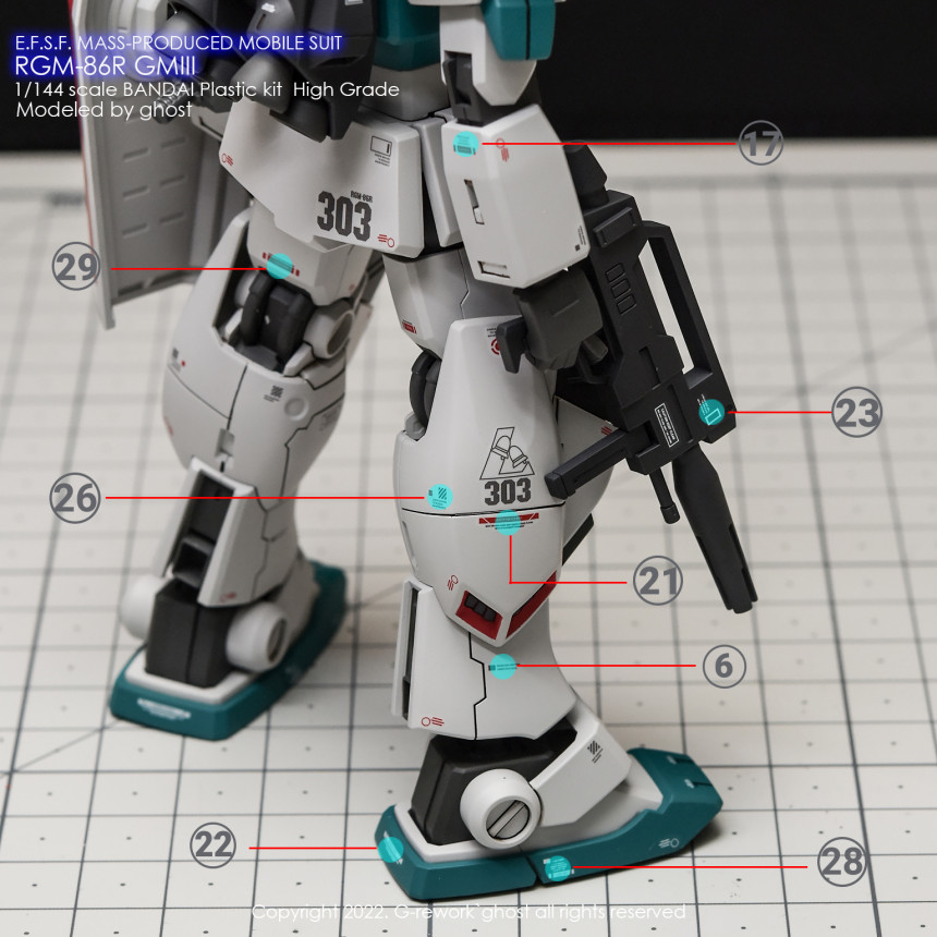 包邮 炎 GHOST版 HGUC 1/144 RGM-86R GM III 吉姆3 荧光  水贴 - 图3