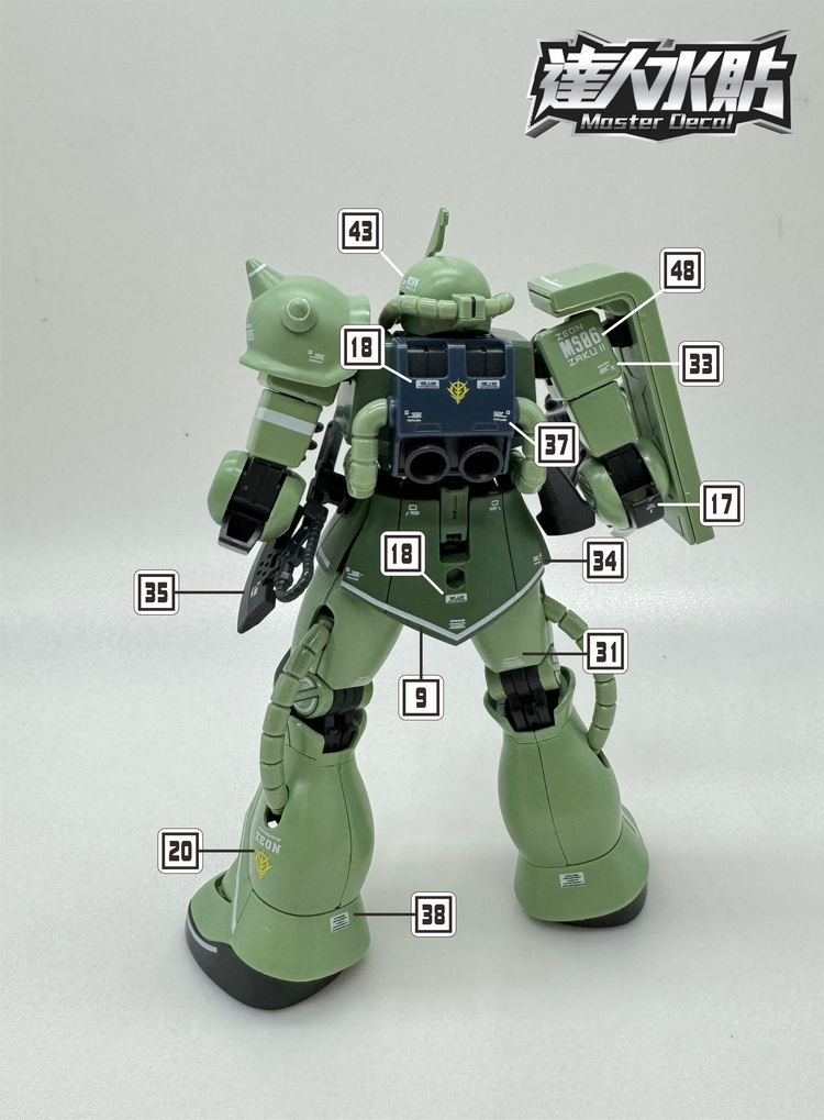 包邮达人 MASTER H028 HG新生扎古绿扎 ZAKU 1/144荧光水贴-图2